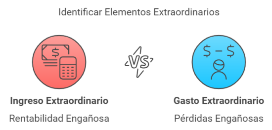 Al analizar una cuenta de pérdidas y ganancias es esencial identificar los ingresos y gastos extraordinarios.